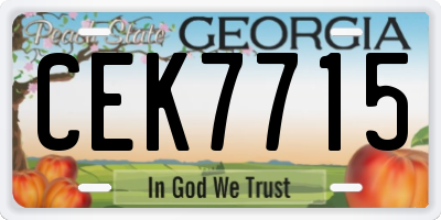 GA license plate CEK7715