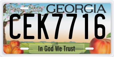GA license plate CEK7716