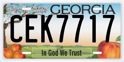 GA license plate CEK7717