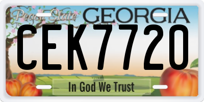 GA license plate CEK7720