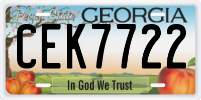 GA license plate CEK7722