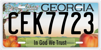 GA license plate CEK7723