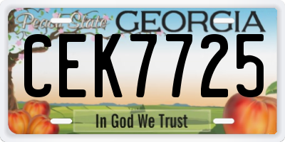 GA license plate CEK7725