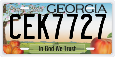 GA license plate CEK7727