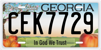 GA license plate CEK7729