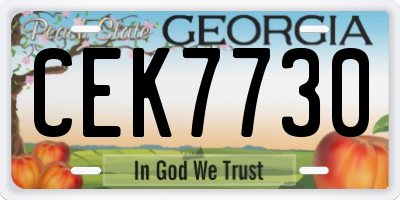 GA license plate CEK7730