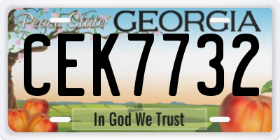 GA license plate CEK7732