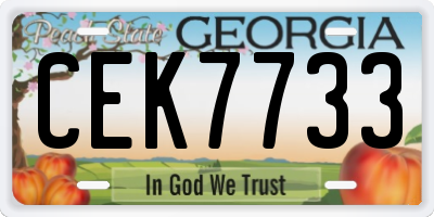 GA license plate CEK7733