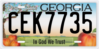 GA license plate CEK7735