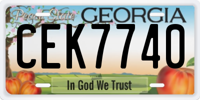 GA license plate CEK7740