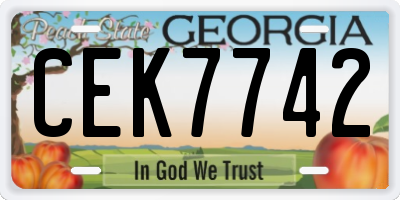 GA license plate CEK7742