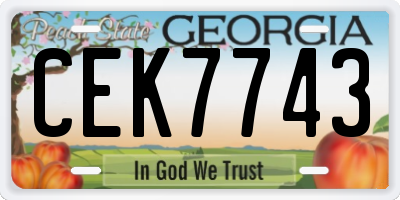 GA license plate CEK7743