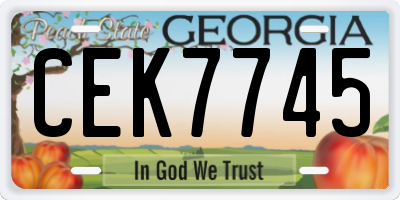 GA license plate CEK7745