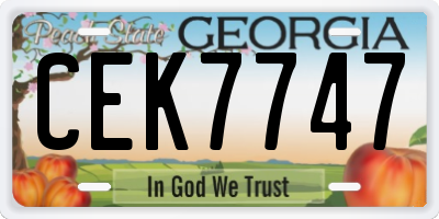 GA license plate CEK7747