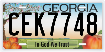 GA license plate CEK7748