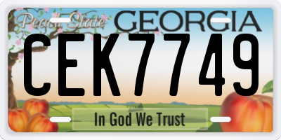 GA license plate CEK7749