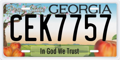 GA license plate CEK7757