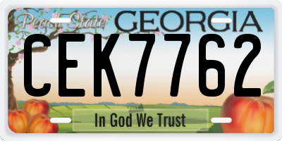 GA license plate CEK7762
