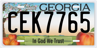 GA license plate CEK7765