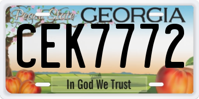 GA license plate CEK7772