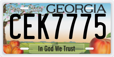 GA license plate CEK7775