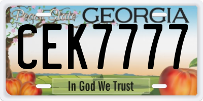 GA license plate CEK7777
