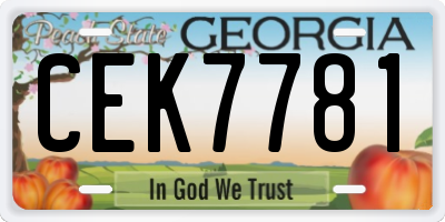GA license plate CEK7781