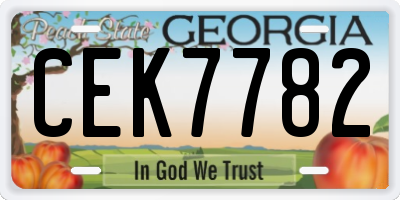 GA license plate CEK7782