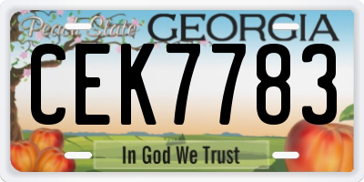 GA license plate CEK7783