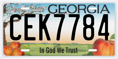GA license plate CEK7784