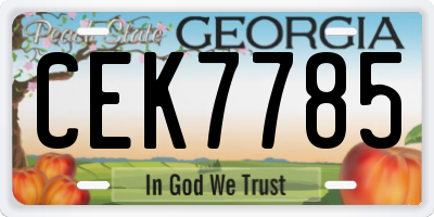 GA license plate CEK7785