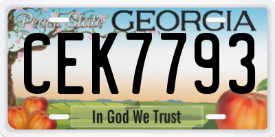 GA license plate CEK7793