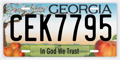 GA license plate CEK7795