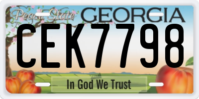 GA license plate CEK7798