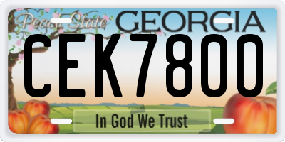 GA license plate CEK7800