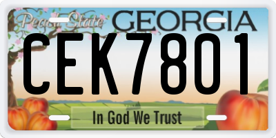 GA license plate CEK7801