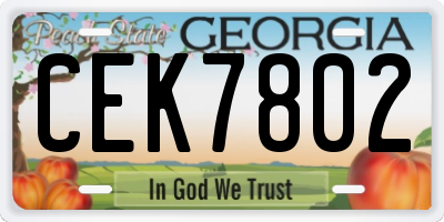 GA license plate CEK7802