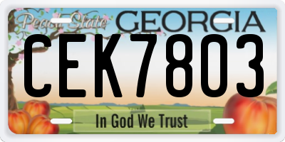 GA license plate CEK7803