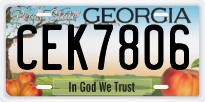 GA license plate CEK7806