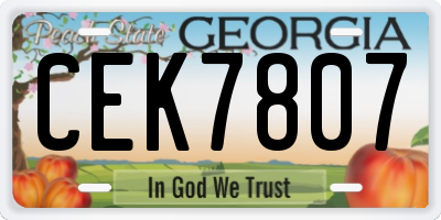 GA license plate CEK7807