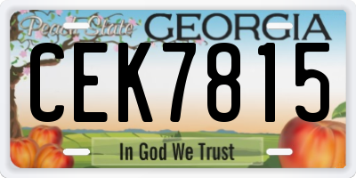 GA license plate CEK7815