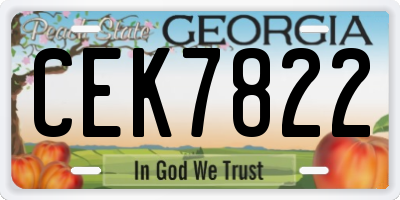 GA license plate CEK7822