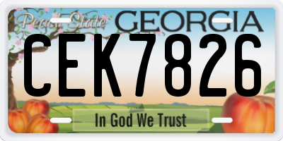 GA license plate CEK7826