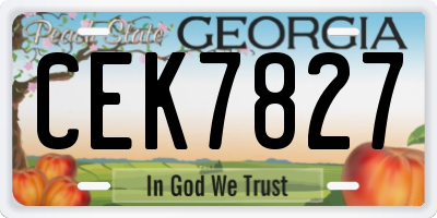 GA license plate CEK7827