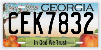 GA license plate CEK7832