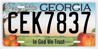 GA license plate CEK7837