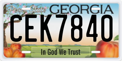 GA license plate CEK7840