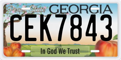 GA license plate CEK7843