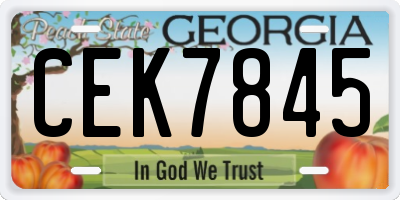 GA license plate CEK7845