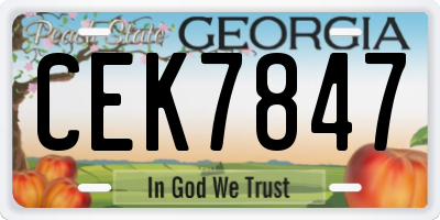 GA license plate CEK7847